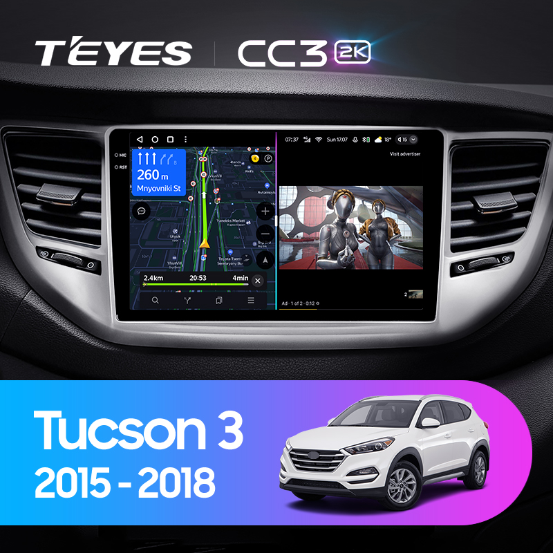 Штатная магнитола Teyes CC3-2K 128G  для Hyundai Tucson 2015-2018 ТИП-B