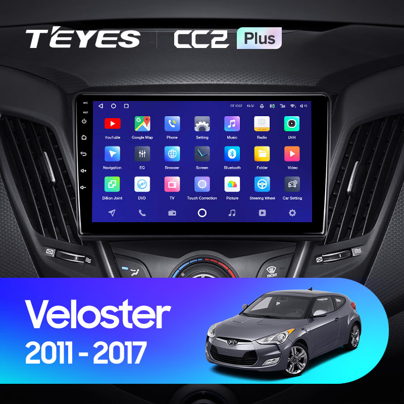 Штатная магнитола Teyes CC2 4+32G  для Hyundai Veloster 2011-2017 ТИП-A