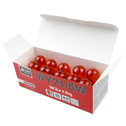 Лампа AVS Vegas 12V. WY21/5W "orange"(W3x16q)