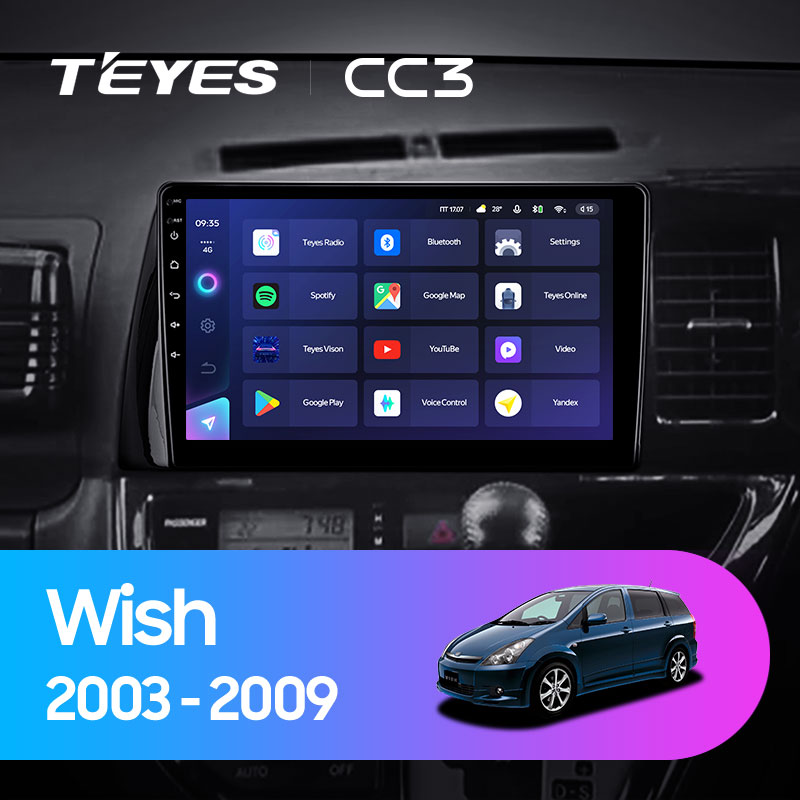 Штатная магнитола Teyes CC3L 4+32G для Toyota Wish 2003-2009 (Правый руль)