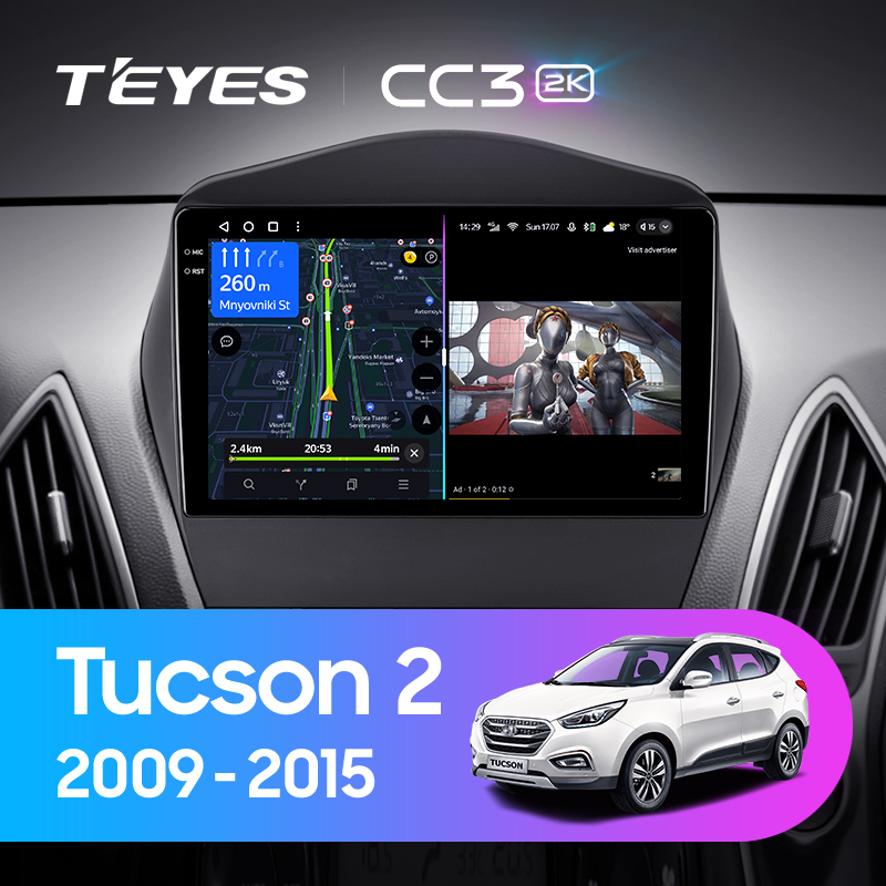 Штатная магнитола Teyes CC3-2K 4+32G  для Hyundai Tucson IX35 2009-2015 ТИП-C