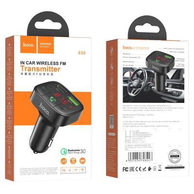 Модулятор MP3 FM HOCO E59 Bluetooth (2*USB QC3.0 2.1A)