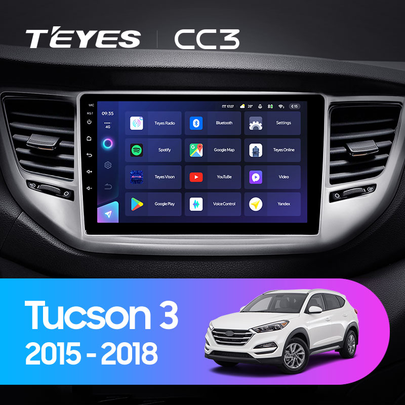 Штатная магнитола Teyes CC3L 3+32G  для Hyundai Tucson 2015-2018 ТИП-B