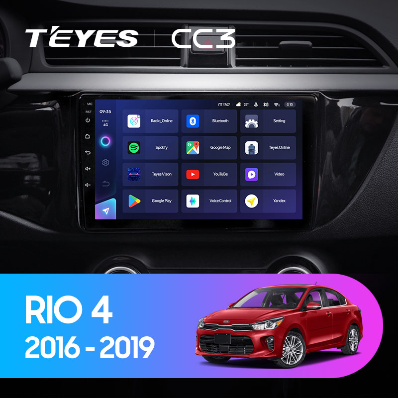 Штатная магнитола Teyes CC3L 4+32G  для Kia RIO 4 X-line 2015-2020 ТИП-A