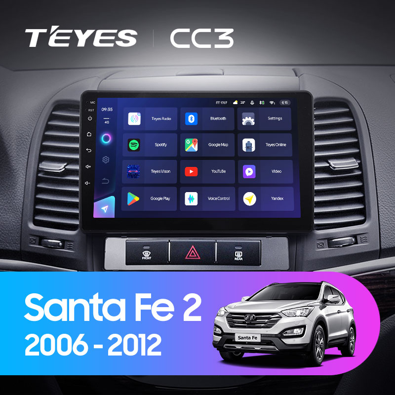 Штатная магнитола Teyes CC3L 4+32G для Hyundai Santa Fe 2 2006-2012