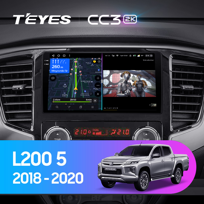 Штатная магнитола Teyes CC3-2K 64G для L200 5 2018-2021 (Левый руль)