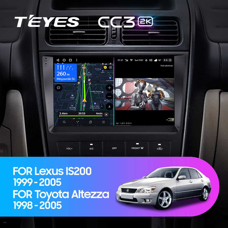 Штатная магнитола Teyes CC3-2K 4+32G для IS200 Altezza 1998-2005