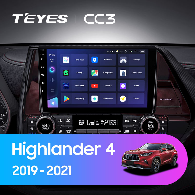 Штатная магнитола Teyes CC3L 3+32G для Toyota Highlander 2019-2021 (Правый руль)