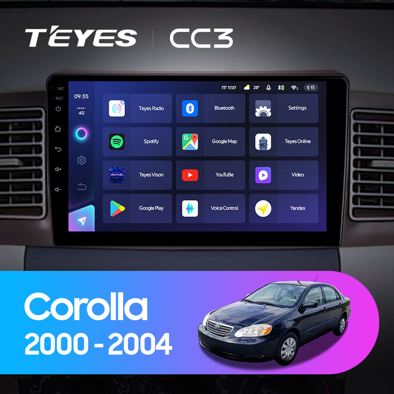 Штатная магнитола Teyes CC3L 4+32G для Toyota Corolla 2000-2004