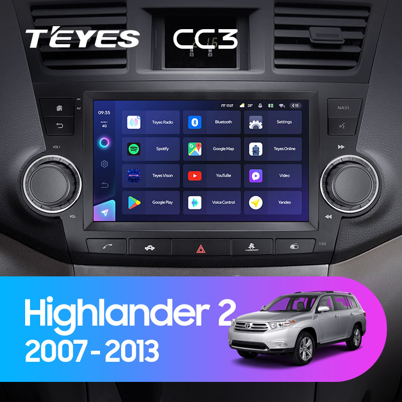 Штатная магнитола Teyes CC3L 4+32G для Toyota Highlander 2007-2013 (Правый руль)
