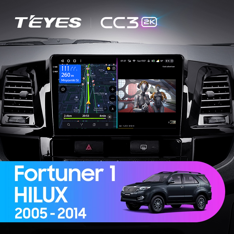 Штатная магнитола Teyes CC3-2K-360 128 для Toyota Fortuner Hilux 2008-2014