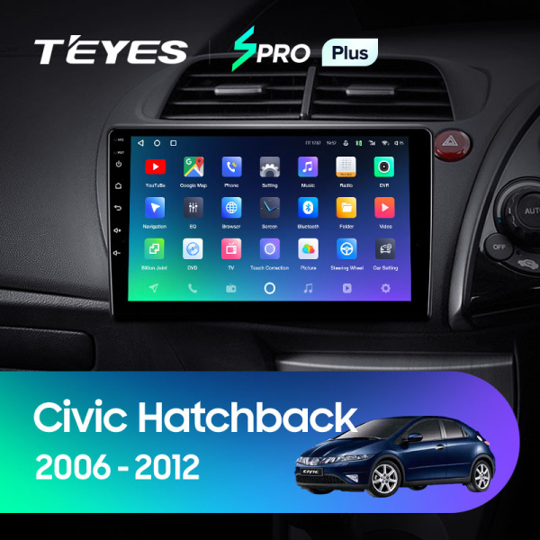 Штатная магнитола Teyes SPRO 4+32G для Civic Hatchback 2006-2012 (Правый руль)