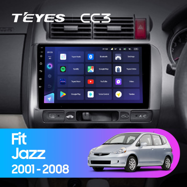 Штатная магнитола Teyes CC3L 4+32G для Fit 2001-2008 (Правый руль)