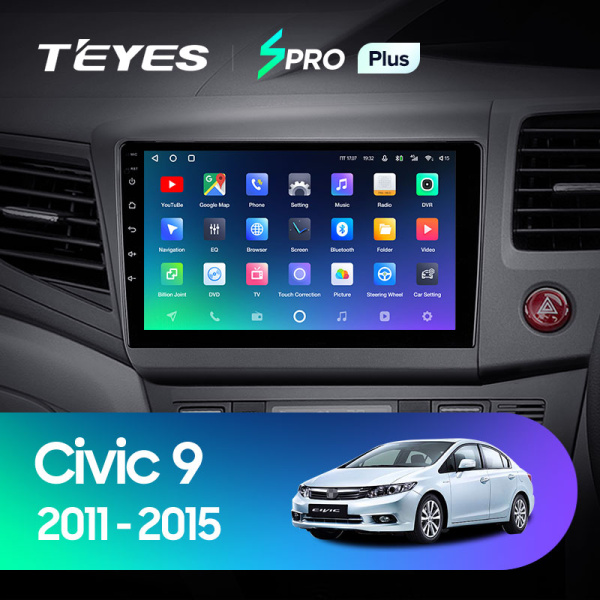 Штатная магнитола Teyes SPRO 4+32G для Civic 9 2011-2015 (Правый руль)