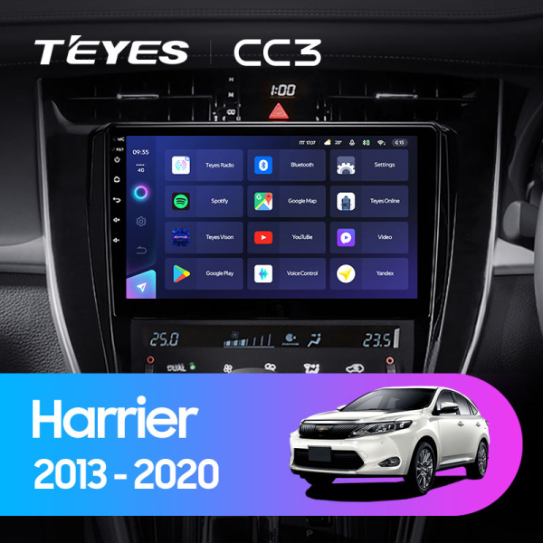 Штатная магнитола Teyes CC3L 4+32G для Toyota Harrier 2013-2020 (Правый руль)