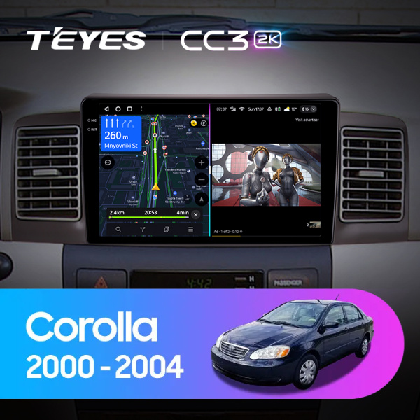 Штатная магнитола Teyes CC3-2K 4+32G для Toyota Corolla 2000-2004