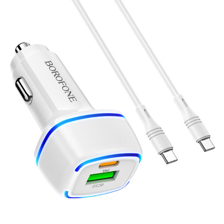 Зарядное устройство авто. BOROFONE BZ14A PD20W QC3.0 + кабель Type-C-Type-C