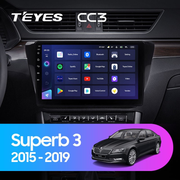 Штатная магнитола Teyes CC3 3/32 Skoda Superb 3 (2015-2019)