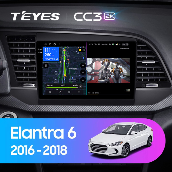 Штатная магнитола Teyes CC3-2K 4+32G  для Hyundai Elantra 6 2016-2018 ТИП-A