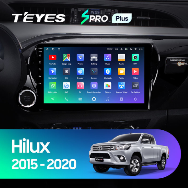 Штатная магнитола Teyes SPRO 4+32G для Toyota Hilux 2015-2021 (Правый руль)