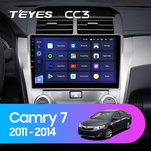 Штатная магнитола Teyes CC3L 4+32G для Toyota Camry 2011-2014 (Правый руль)