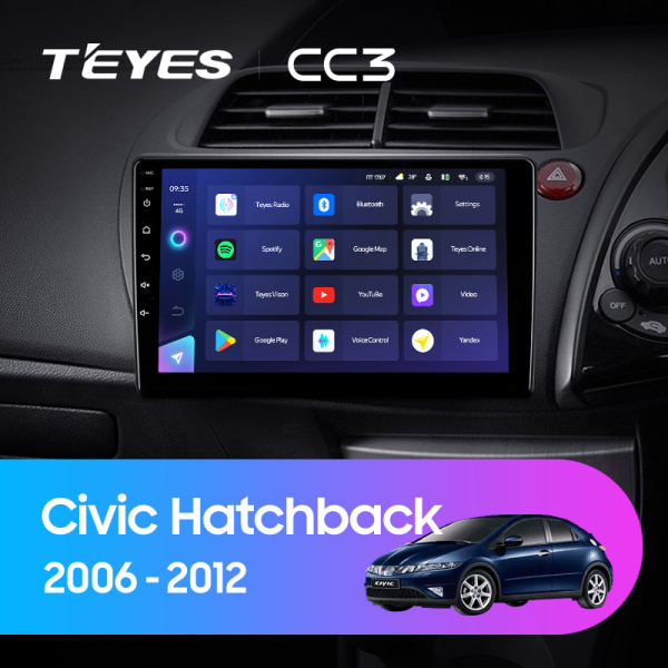 Штатная магнитола Teyes CC3L 4+32G для Civic Hatchback 2006-2012 (Правый руль)