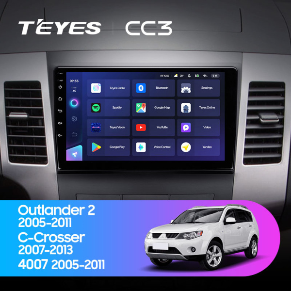 Штатная магнитола Teyes CC3L 4+32G  для Outlander 2005-2011 ТИП-B