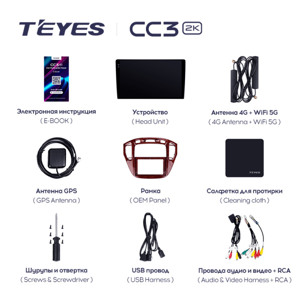 Штатная магнитола Teyes CC3-2K 128G для Toyota Highlander 2001-2007 (Правый руль)