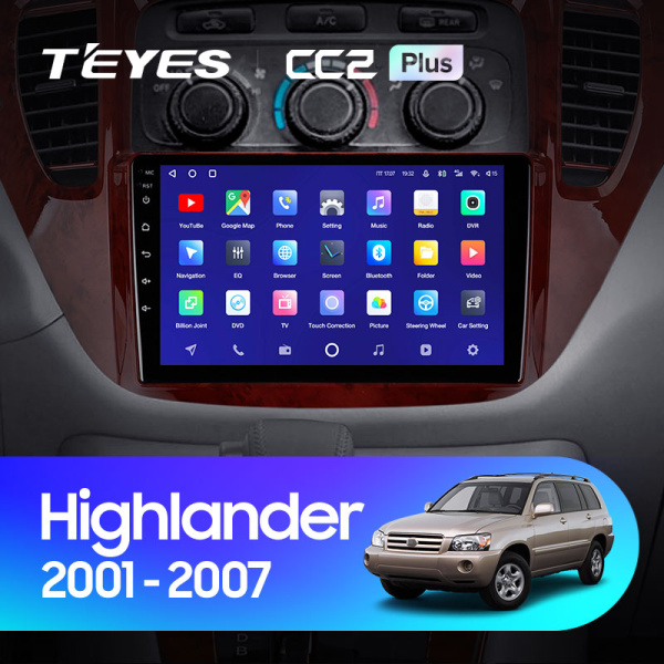 Штатная магнитола Teyes CC2 4+32G для Toyota Highlander 2001-2007 (Правый руль)