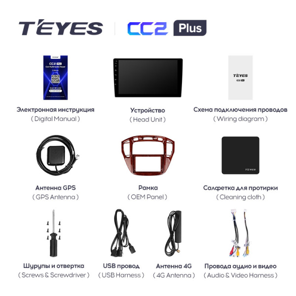 Штатная магнитола Teyes CC2 4+32G для Toyota Highlander 2001-2007 (Правый руль)