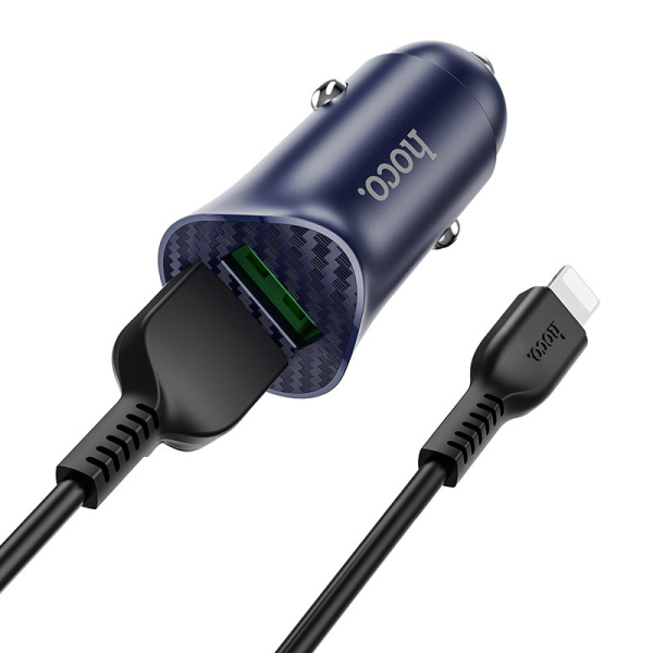 Зарядное устройство авто. HOCO Z39 2*USB 3A QC3.0 + кабель Type-C