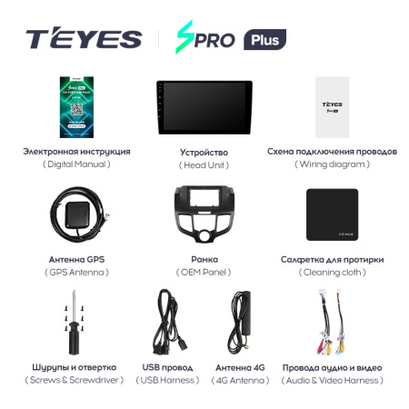 Штатная магнитола Teyes SPRO 4+32G для Odyssey 2003-2008 (Левый руль)