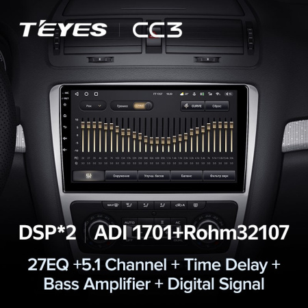 Штатная магнитола Teyes CC3 4/64 Skoda Octavia 2 A5 (2008-2013) Серая