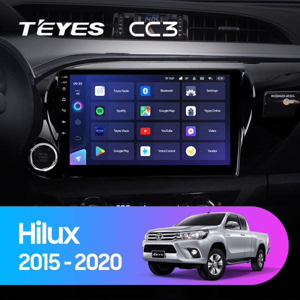Штатная магнитола Teyes CC3L 4+32G для Toyota Hilux 2015-2021 (Левый руль)