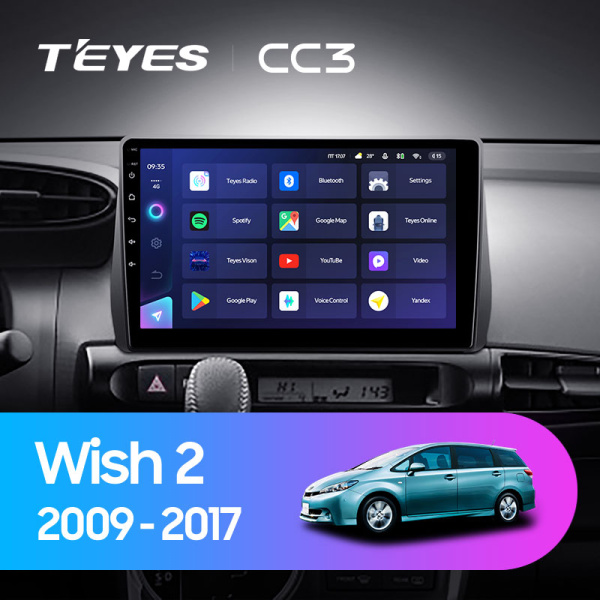 Штатная магнитола Teyes CC3L 4+32G для Toyota Wish 2009-2017 (Правый руль)