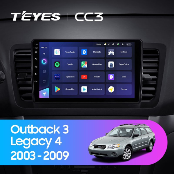 Штатная магнитола Teyes CC3 6/128 Subaru Legacy 4 (2003-2009)