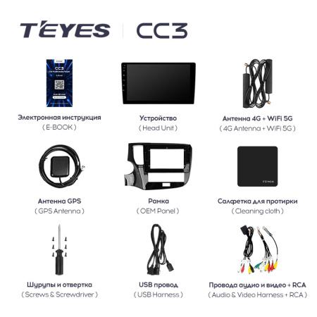Штатная магнитола Teyes CC3L 3+32G  для Outlander 2018-2021 ТИП-A
