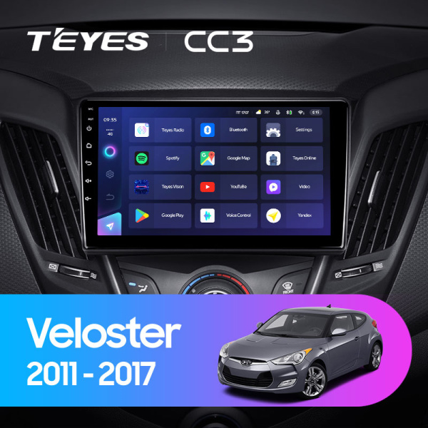 Штатная магнитола Teyes CC3L 4+32G  для Hyundai Veloster 2011-2017 ТИП-A