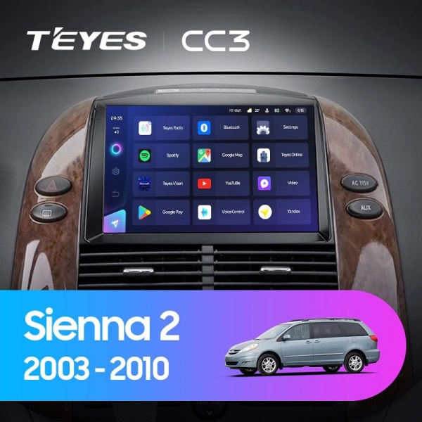 Штатная магнитола Teyes CC3 6/128 Toyota Sienna 2 II XL20 (2003-2010)