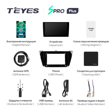 Штатная магнитола Teyes SPRO Plus 4/64 Volkswagen Tiguan 2 (2016-2018)