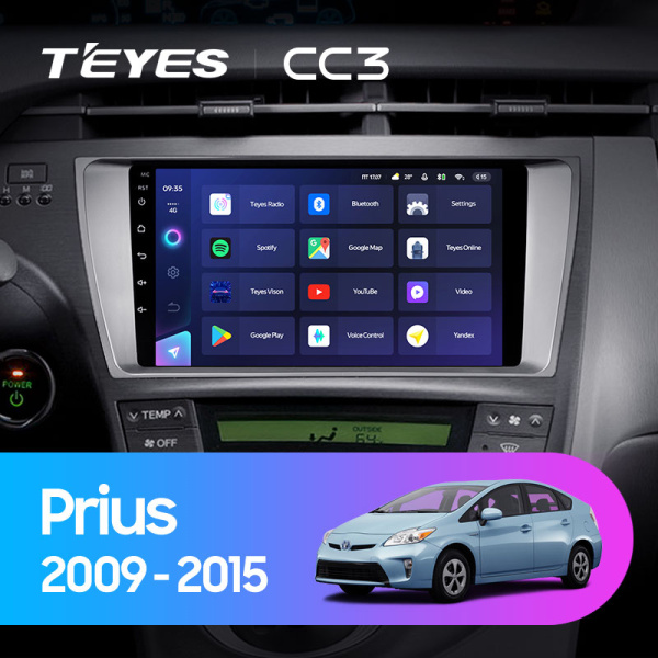 Штатная магнитола Teyes CC3L 4+32G для Toyota Prius 2009-2015 (Правый руль)