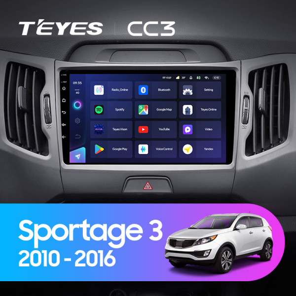 Штатная магнитола Teyes CC3L 4+32G  для Sportage 2010-2016 ТИП-C