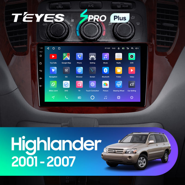 Штатная магнитола Teyes SPRO 4+32G для Toyota Highlander 2001-2007 (Правый руль)
