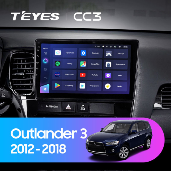Штатная магнитола Teyes CC3L 4+32G  для Outlander 2012-2018 ТИП-B