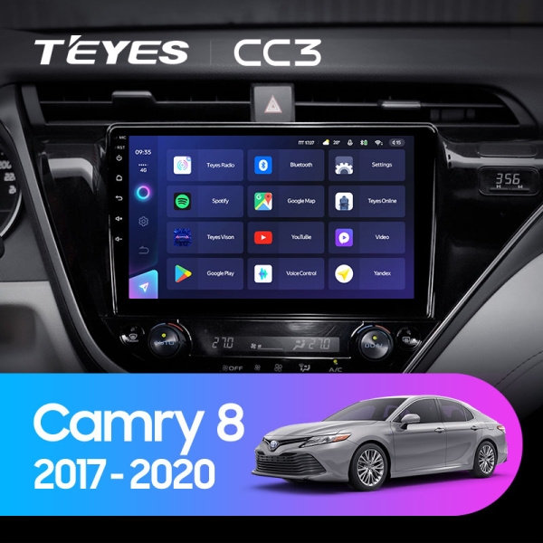 Штатная магнитола Teyes CC3L 4+32G для Toyota Camry 2017-2020 (Правый руль)