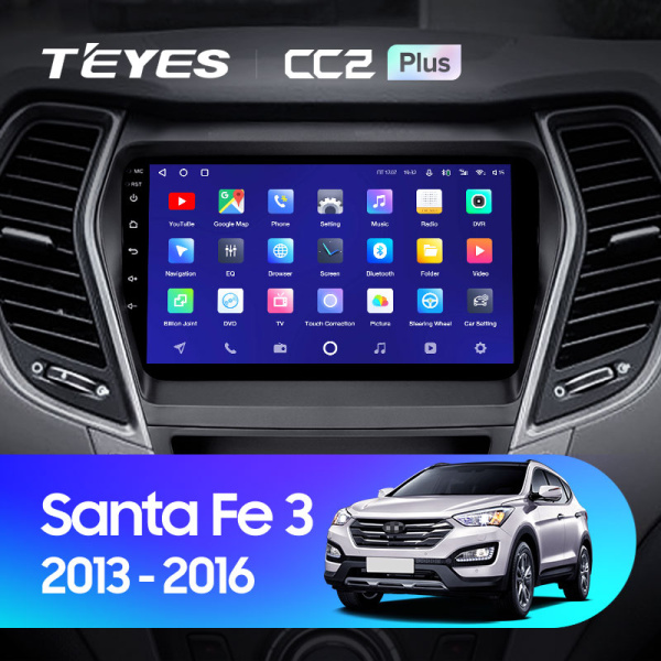 Штатная магнитола Teyes CC2 4+32G  для Hyundai Santa Fe 3 2013-2017 ТИП-C