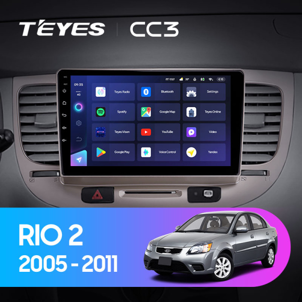 Штатная магнитола Teyes CC3L 4+32G для Kia RIO 2 2005-2011