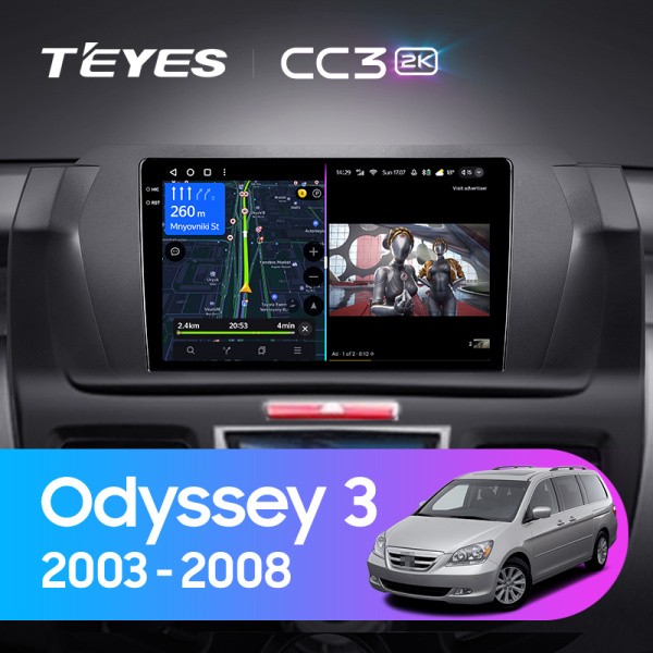 Штатная магнитола Teyes CC3-2K 4+32G для Odyssey 2003-2008 (Левый руль)