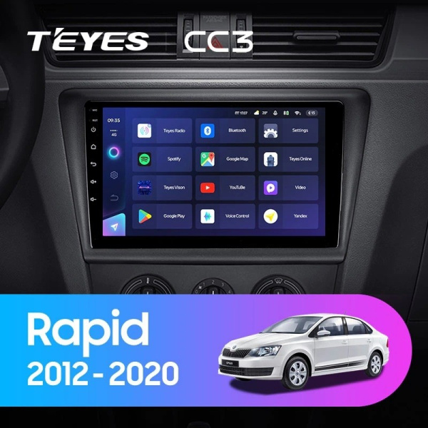 Штатная магнитола Teyes CC3 6/128 Skoda Rapid NH3 NH1 (2012-2020)