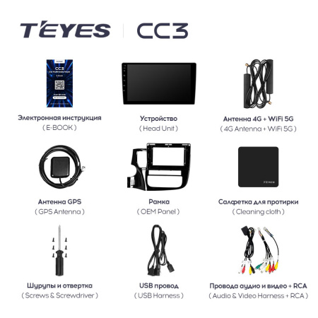 Штатная магнитола Teyes CC3L 3+32G  для Outlander 2012-2018 ТИП-B